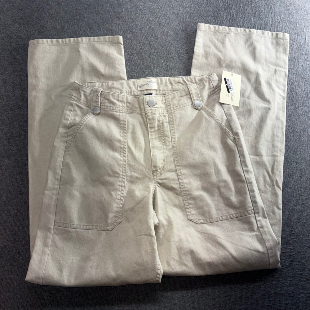 Universal Thread Womens Mid-Rise Wide Leg Utility Pants Khaki Tan Size 4 NWT